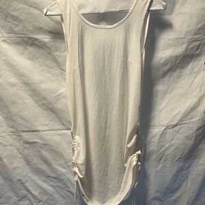 White Sleeveless Ruched Dress